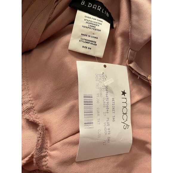 B DARLIN Juniors Size 3/4 Rose Blush Satin Tiered Mini Dress Sweetheart Neck - Picture 3 of 3